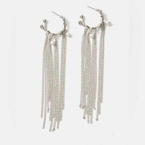 silver hoop earrings H163 - Picture 2 of 5